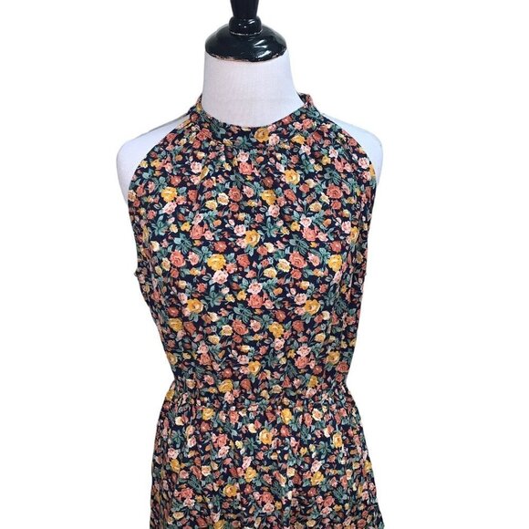 Shein Women's M Medium Halter Mini Dress Floral Print Sleeveless Elastic Waist - Picture 2 of 7